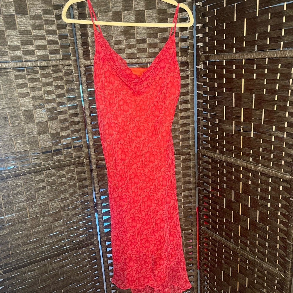Vintage Red + Pink Lace look Slip Dress